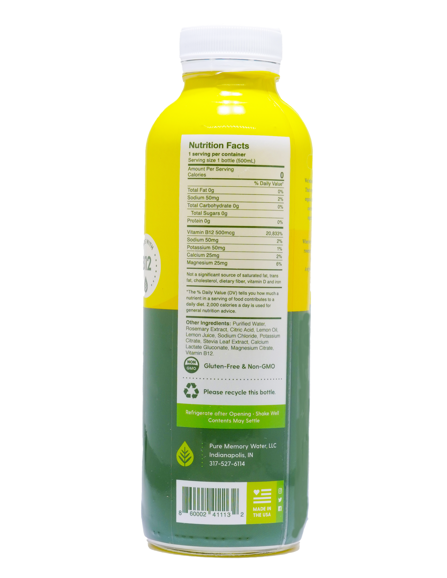 16oz Botanical Pure Memory Water  Combo 6 Pack Qty 3 -LEMON Qty 3 -LIME
