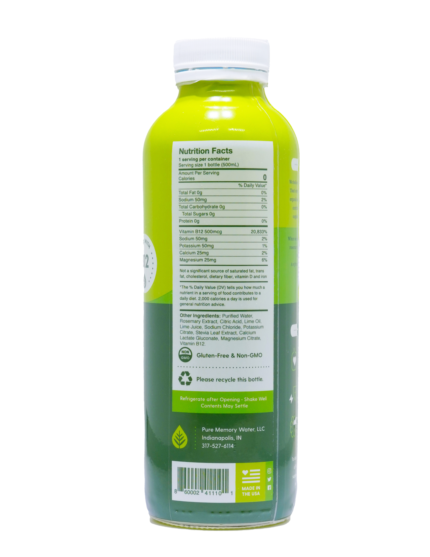 16oz Botanical Pure Memory Water  Combo 6 Pack Qty 3 -LEMON Qty 3 -LIME