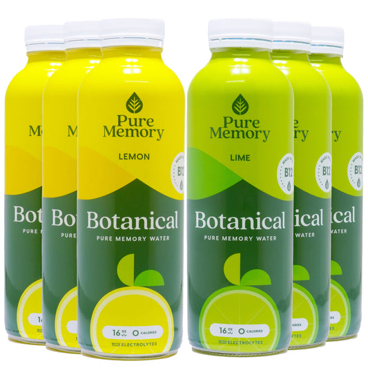16oz Botanical Pure Memory Water  Combo 6 Pack Qty 3 -LEMON Qty 3 -LIME